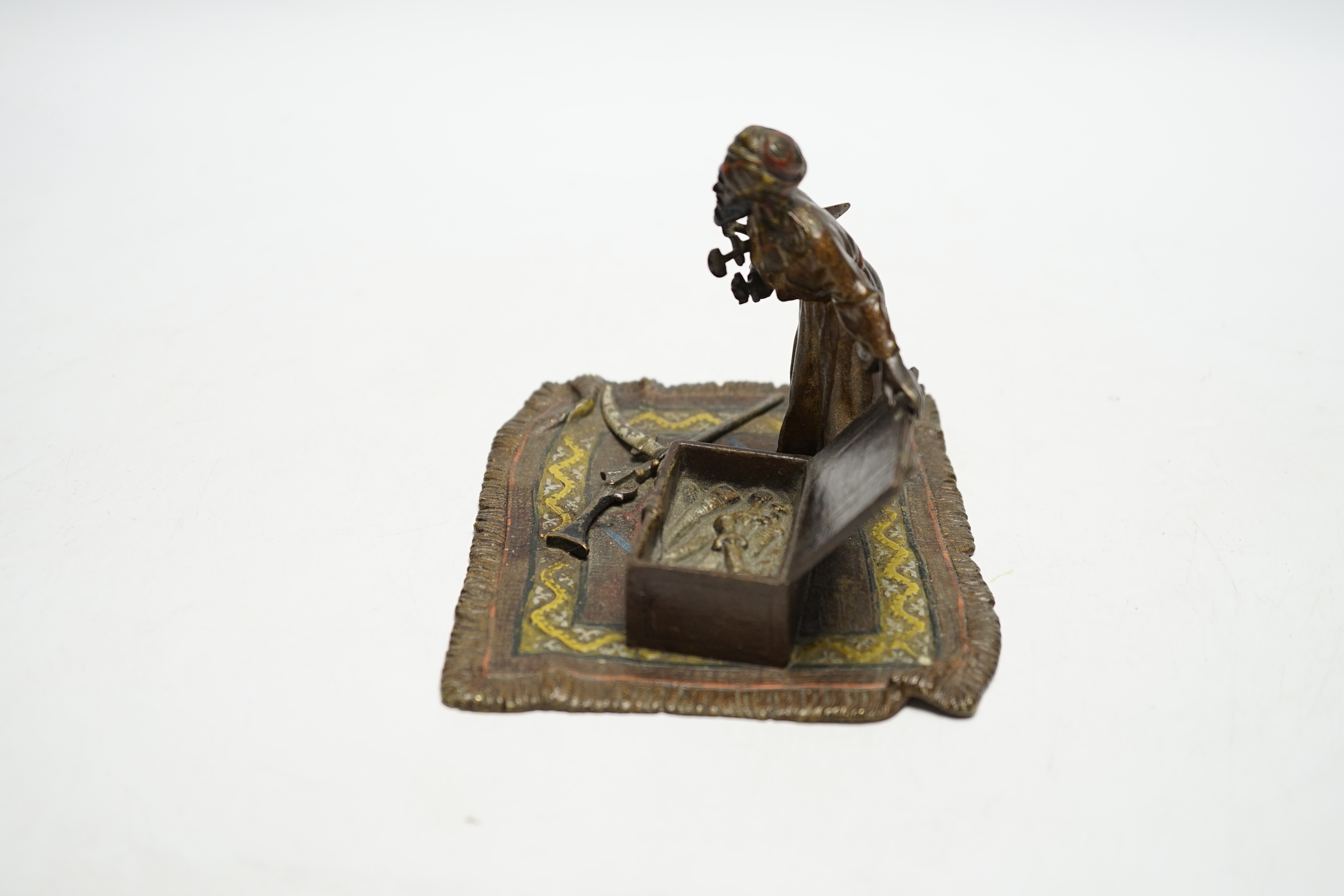 An Austrian cold painted bronze of a Turkish weapons trader, probably Bergman, 9cm high